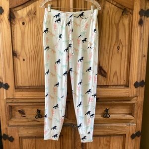 Women Aegean white blue pink horses pajama lounge pants - size M